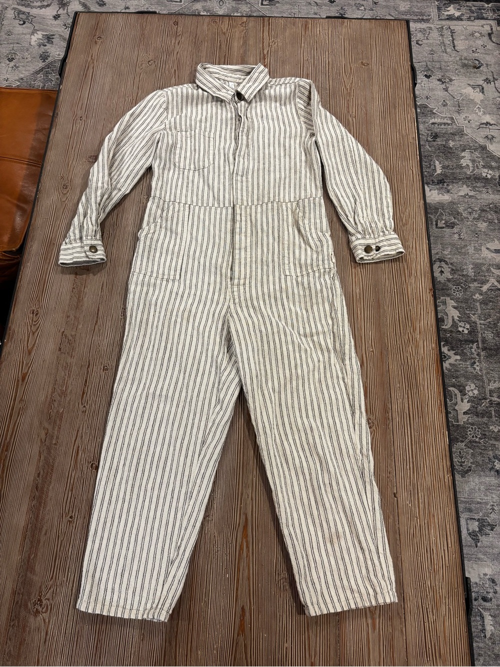 Rylee + Cru Striped Cotton Jumpsuit - White & Gray